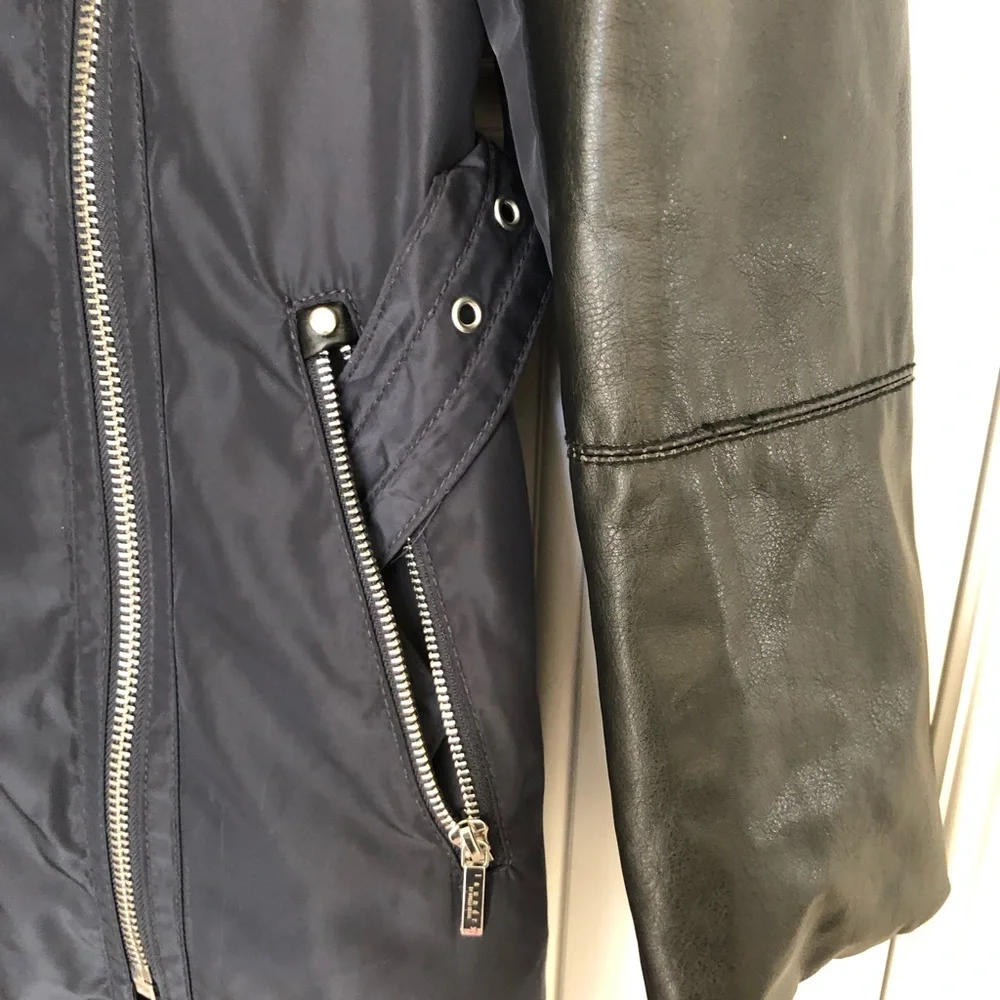 Laundry by Shelli Segal Women’s coat Black size Med faux Leather sleeves, NWOT - Picture 5 of 12